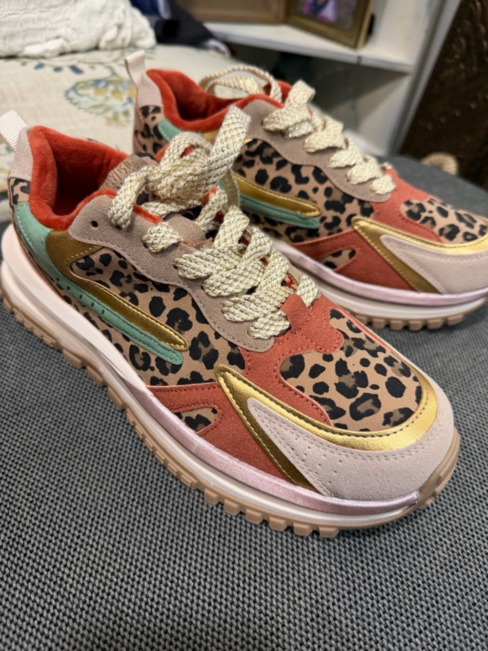 Dolce Vita Leopard Print Multicolor Platform Sneakers